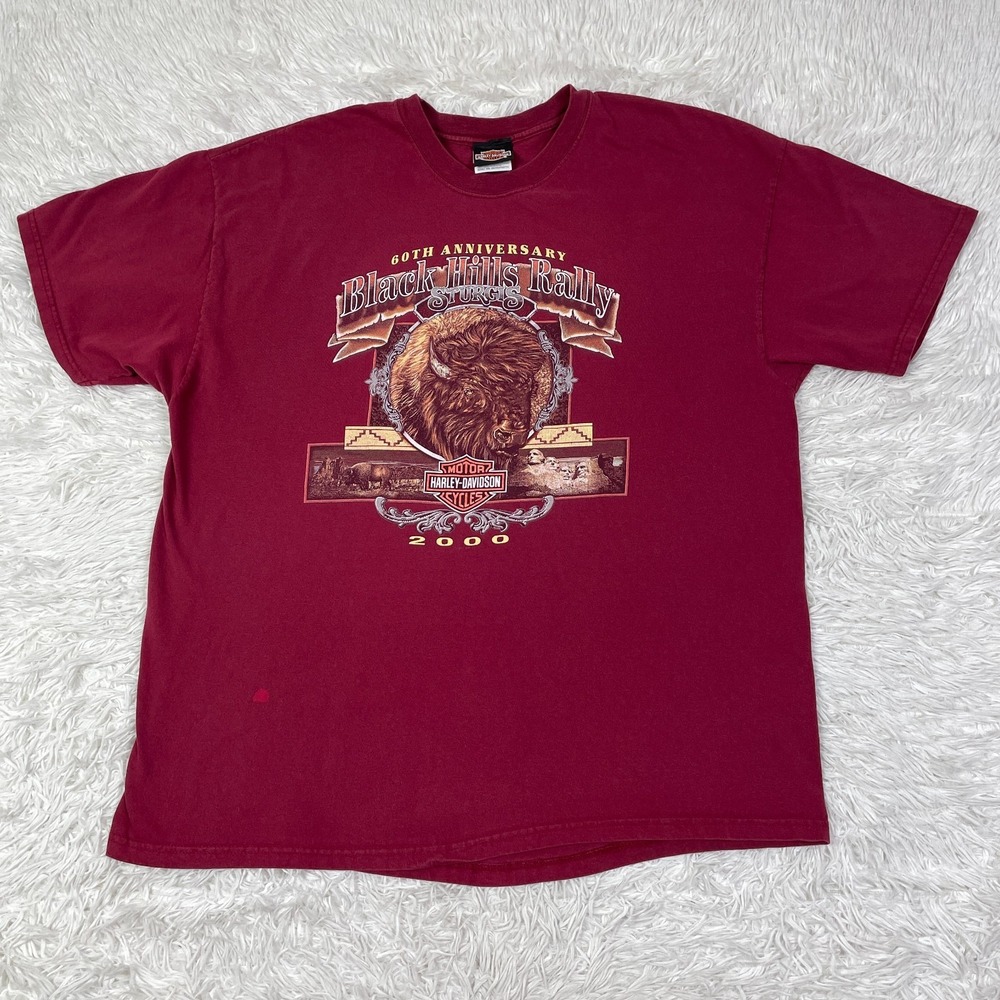 VTG Harley Davidson Shirt‎ Mens 2XL Red Sturgis 60th Anniversary Black Hills XXL